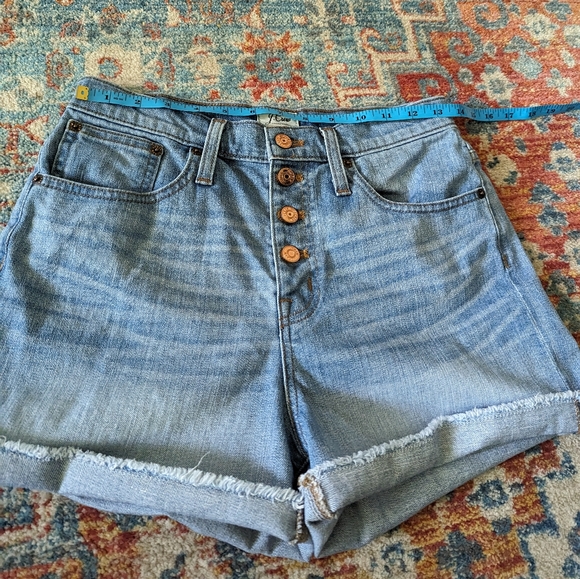 J.Crew High Rise Raw Hem High Rise Button Fly Light Denim Shorts Size 26 - Picture 6 of 10